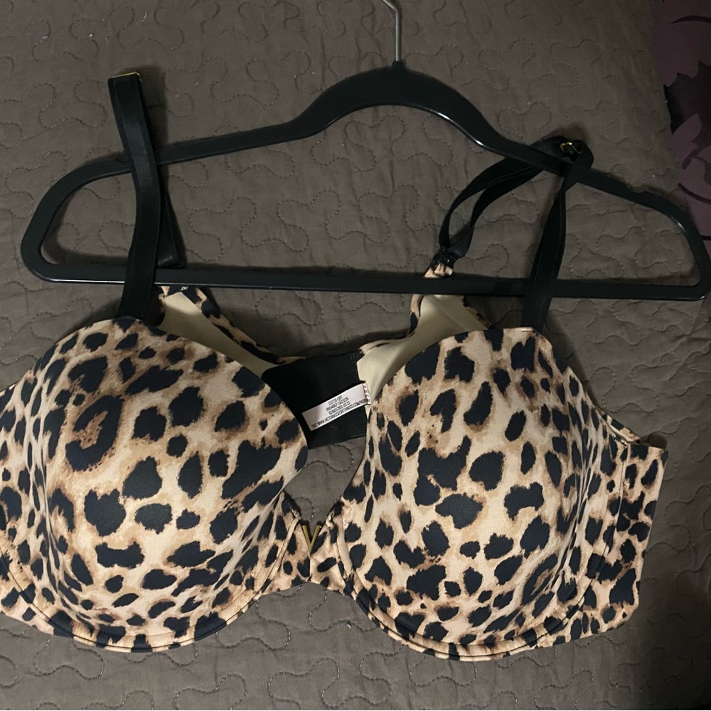Victoria's Secret Leopard Print Bra with Black Straps